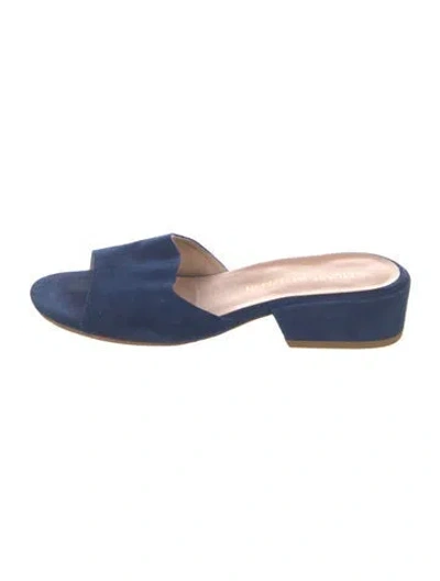 Pre-owned Stuart Weitzman Suede Slides In Blue