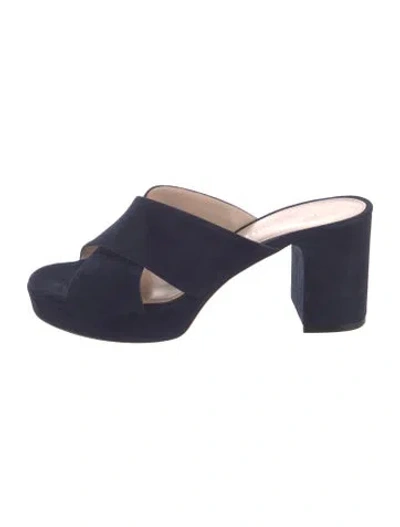 Pre-owned Stuart Weitzman Suede Slides In Blue