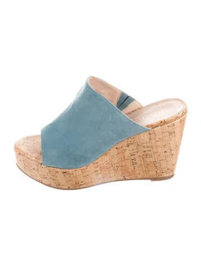 Pre-owned Stuart Weitzman Suede Slides In Blue