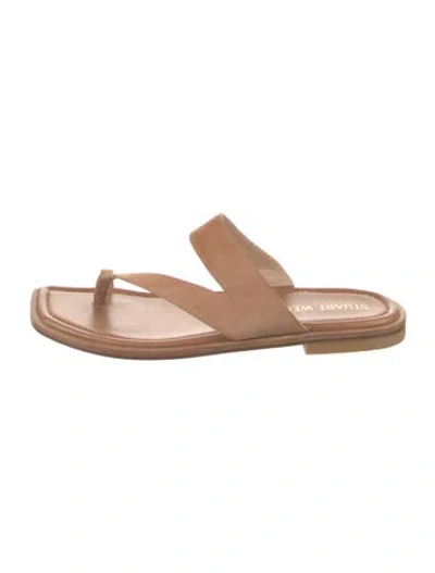 Pre-owned Stuart Weitzman Suede Slides In Brown