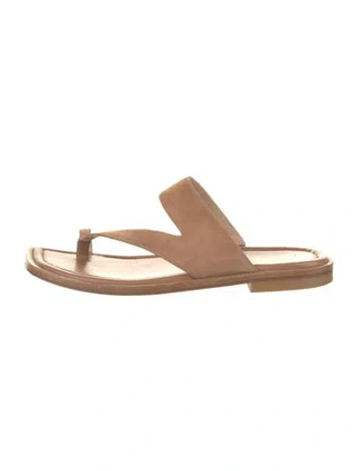 Pre-owned Stuart Weitzman Suede Slides In Brown