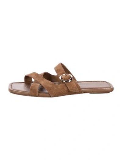 Pre-owned Stuart Weitzman Suede Slides In Brown