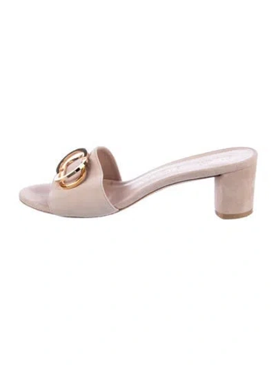 Pre-owned Stuart Weitzman Suede Slides In Brown