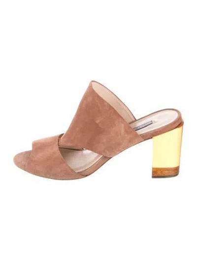 Pre-owned Stuart Weitzman Suede Slides In Brown