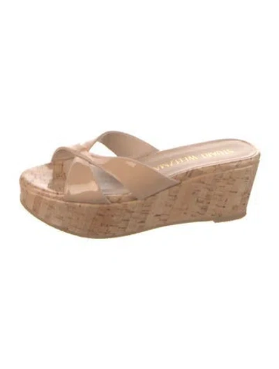Pre-owned Stuart Weitzman Suede Slides In Neutral