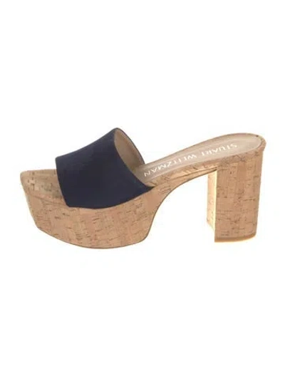 Pre-owned Stuart Weitzman Suede Slides In Neutral
