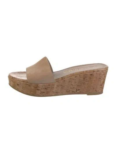 Pre-owned Stuart Weitzman Suede Slides In Neutrals