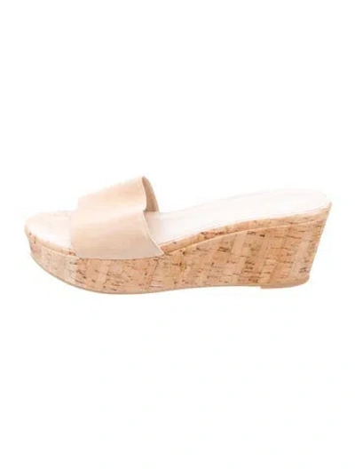 Pre-owned Stuart Weitzman Suede Slides In Neutrals