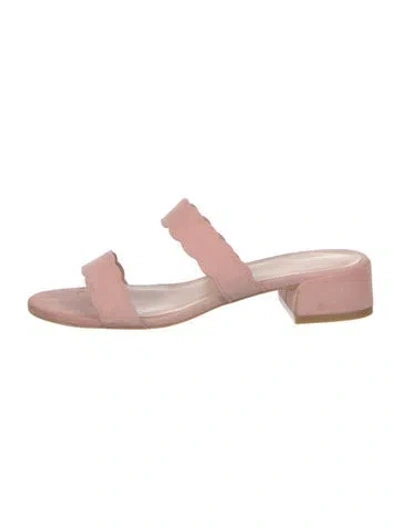 Pre-owned Stuart Weitzman Suede Slides In Pink