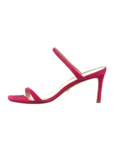 Pre-owned Stuart Weitzman Suede Slides In Pink