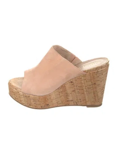 Pre-owned Stuart Weitzman Suede Slides In Pink