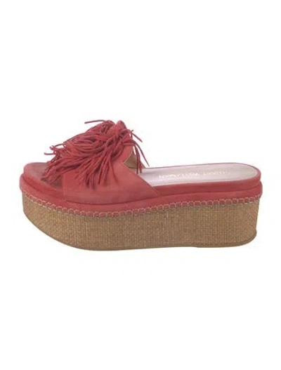 Pre-owned Stuart Weitzman Suede Slides In Pink