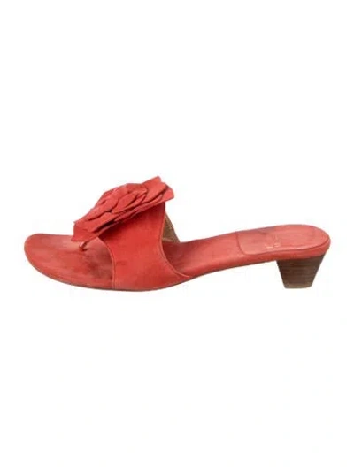 Pre-owned Stuart Weitzman Suede Slides In Red