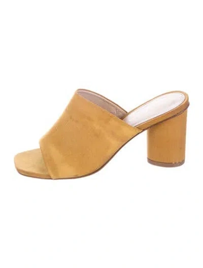 Pre-owned Stuart Weitzman Suede Slides In Yellow