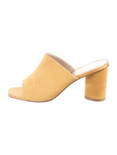 Pre-owned Stuart Weitzman Suede Slides In Yellow
