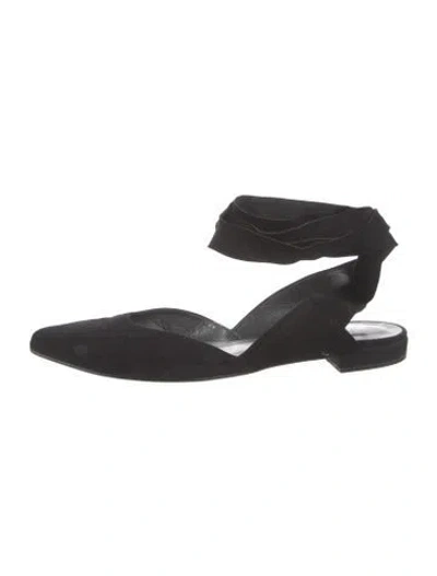 Pre-owned Stuart Weitzman Suede Slingback Flats In Black