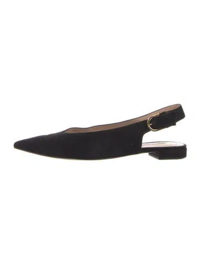 Pre-owned Stuart Weitzman Suede Slingback Flats In Black