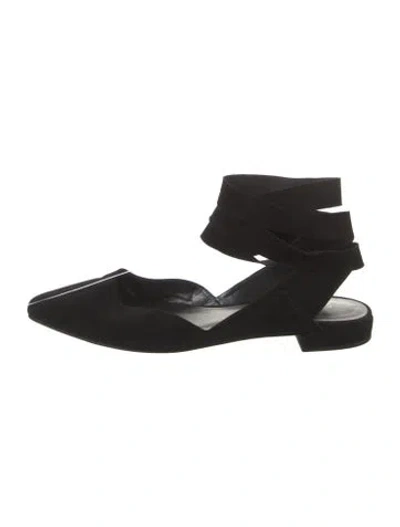 Pre-owned Stuart Weitzman Suede Slingback Flats In Black