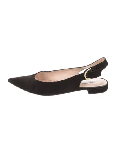 Pre-owned Stuart Weitzman Suede Slingback Flats In Black