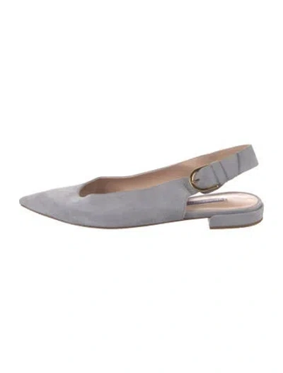 Pre-owned Stuart Weitzman Suede Slingback Flats In Blue