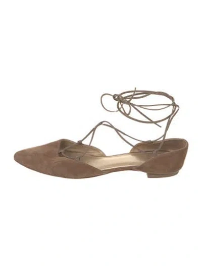 Pre-owned Stuart Weitzman Suede Slingback Flats In Brown