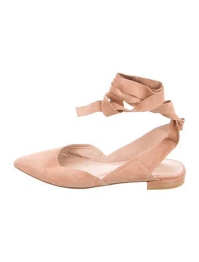 Pre-owned Stuart Weitzman Suede Slingback Flats In Neutral