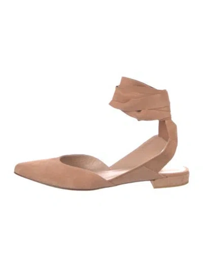 Pre-owned Stuart Weitzman Suede Slingback Flats In Neutral