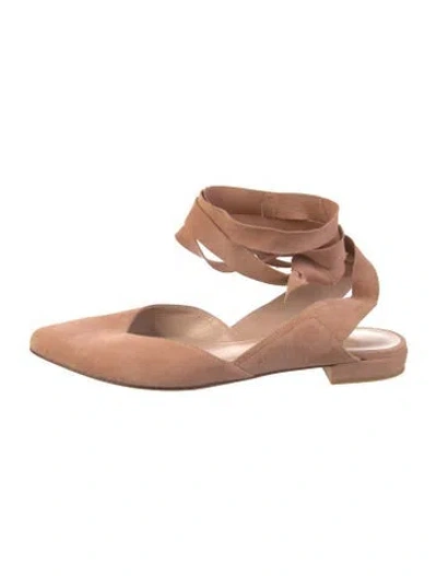 Pre-owned Stuart Weitzman Suede Slingback Flats In Neutral