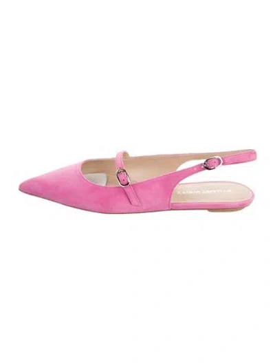 Pre-owned Stuart Weitzman Suede Slingback Flats In Pink