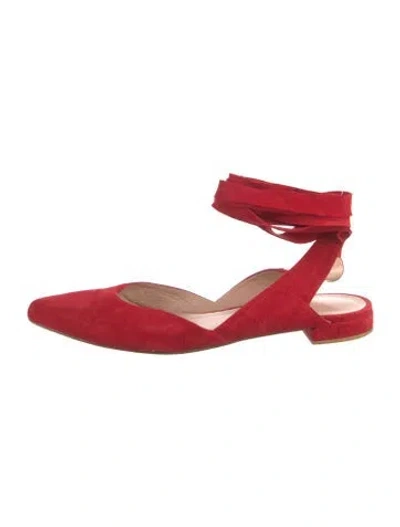 Pre-owned Stuart Weitzman Suede Slingback Flats In Red