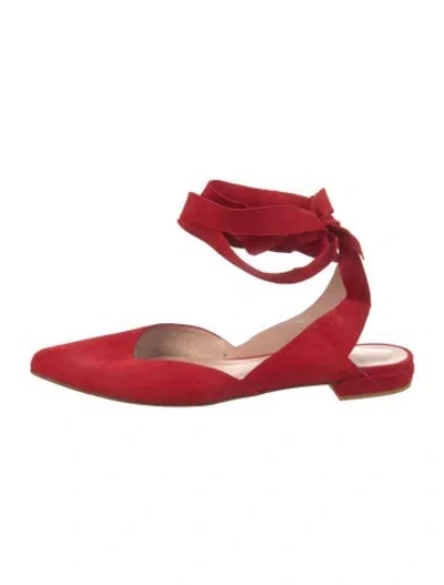 Pre-owned Stuart Weitzman Suede Slingback Flats In Red