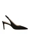 Stuart Weitzman Pointed 75mm Suede Slingback Pumps In Blk