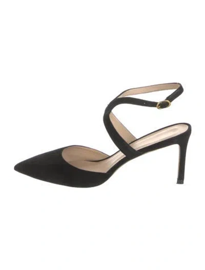 Pre-owned Stuart Weitzman Suede Slingback Pumps In Black