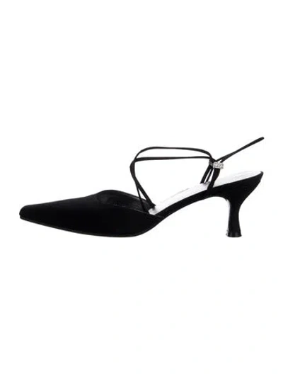 Pre-owned Stuart Weitzman Suede Slingback Pumps In Black