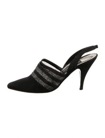 Pre-owned Stuart Weitzman Suede Slingback Pumps In Black