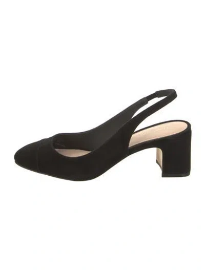 Pre-owned Stuart Weitzman Suede Slingback Pumps In Black