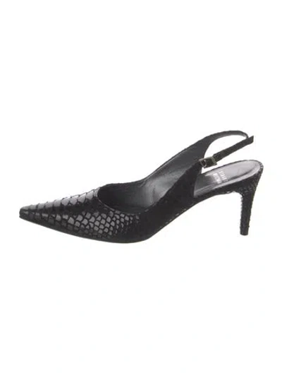 Pre-owned Stuart Weitzman Suede Slingback Pumps In Black