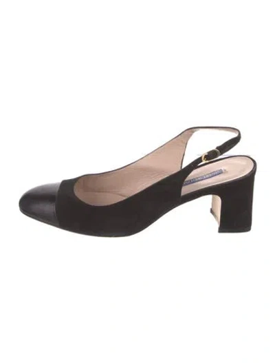 Pre-owned Stuart Weitzman Suede Slingback Pumps In Black
