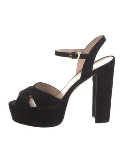 Pre-owned Stuart Weitzman Suede Slingback Pumps In Black