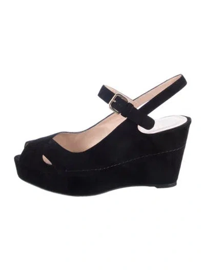 Pre-owned Stuart Weitzman Suede Slingback Pumps In Black
