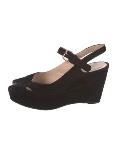 Pre-owned Stuart Weitzman Suede Slingback Pumps In Black