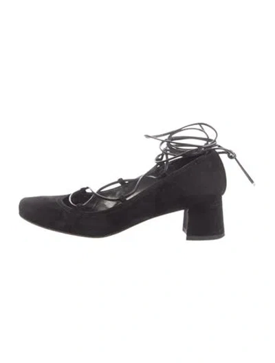 Pre-owned Stuart Weitzman Suede Slingback Pumps In Black
