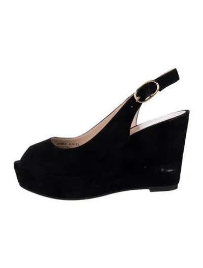 Pre-owned Stuart Weitzman Suede Slingback Pumps In Black