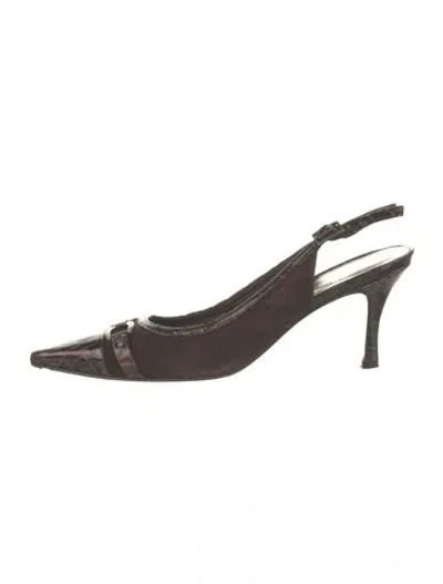 Pre-owned Stuart Weitzman Suede Slingback Pumps In Black