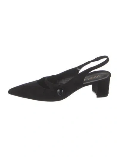 Pre-owned Stuart Weitzman Suede Slingback Pumps In Black