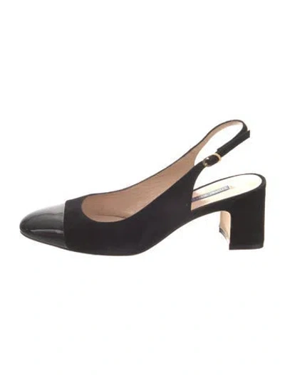 Pre-owned Stuart Weitzman Suede Slingback Pumps In Black