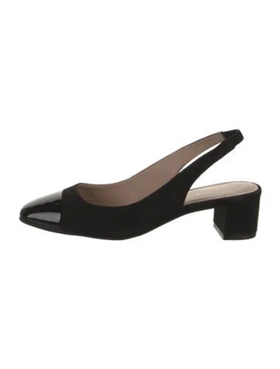 Pre-owned Stuart Weitzman Suede Slingback Pumps In Black