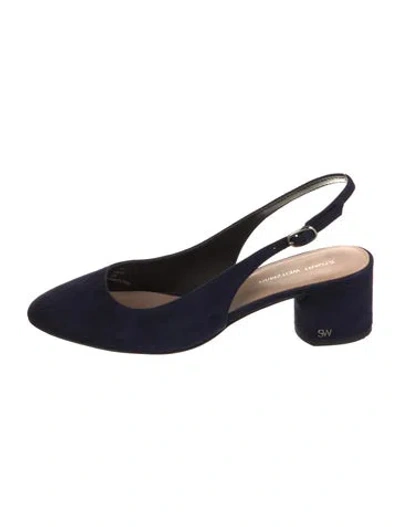 Pre-owned Stuart Weitzman Suede Slingback Pumps In Blue