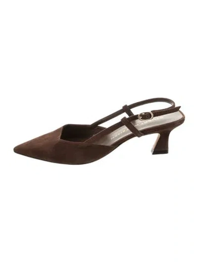 Pre-owned Stuart Weitzman Suede Slingback Pumps In Brown