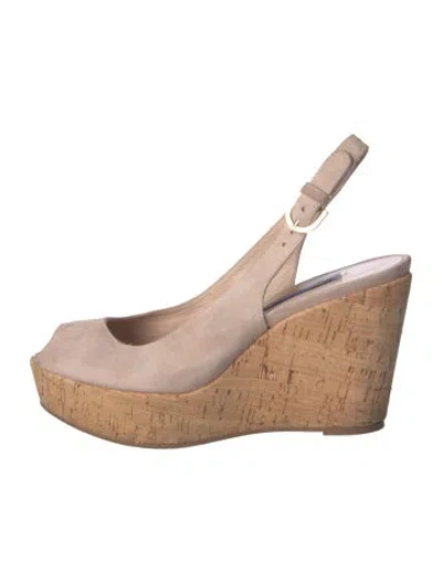 Pre-owned Stuart Weitzman Suede Slingback Pumps In Gray